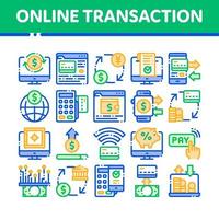 Online Transactions Vector Thin Line Icons Set