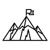 Growth flag on mountain icon outline vector. Career climb vector