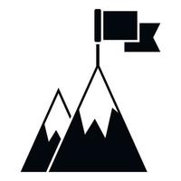 Leader flag on mountain icon simple vector. Top career vector