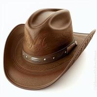 brown leather cowboy hat isolated on white background