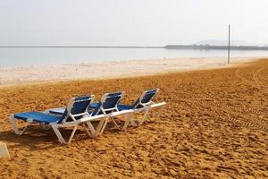 Beach on the Dead Sea in southern Israel. photo