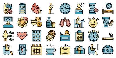 Passive lifestyle icons set vector color outline