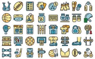 Sporting goods store icons set vector color outline