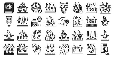 Trichologist icons set outline vector. Medical hair vector