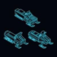 Snowmobile icon set vector neon