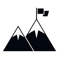 Business flag on mountain icon simple vector. Top career vector