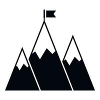 Success flag on mountain icon simple vector. Top career vector