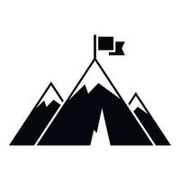 Growth flag on mountain icon simple vector. Career climb vector