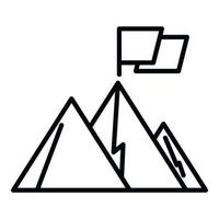 High flag on mountain icon outline vector. Top career vector