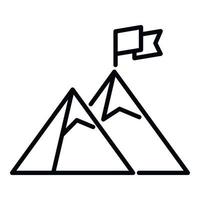 Reach flag on mountain icon outline vector. Top career vector