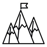 Success flag on mountain icon outline vector. Top career vector