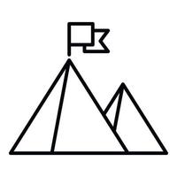 Path flag on mountain icon outline vector. Top career vector