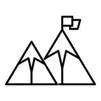 Business flag on mountain icon outline vector. Top career vector