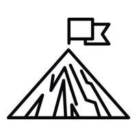 Career flag on mountain icon outline vector. Top climb vector