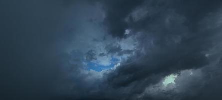 The dark sky had clouds gathered to the right and a strong storm before it rained.Bad weather sky. photo