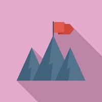 Winner flag on mountain icon flat vector. Top climb vector