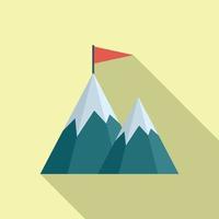 Leadership flag on mountain icon flat vector. Top climb vector