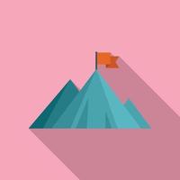 Peak flag on mountain icon flat vector. Top career vector