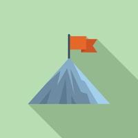 Career flag on mountain icon flat vector. Top climb vector