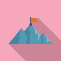 Top flag on mountain icon flat vector. Career climb vector