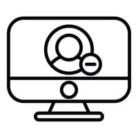 Computer user delete icon outline vector. People service vector