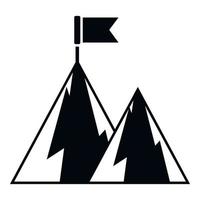 Goal flag on mountain icon simple vector. Career climb vector