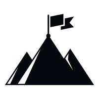 Victory flag on mountain icon simple vector. Top business vector