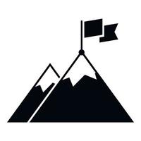 Reach flag on mountain icon simple vector. Top career vector