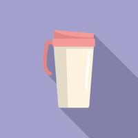 Plastic thermo cup icon flat vector. Coffee mug vector