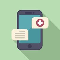 Phone medical chat icon flat vector. Patient record vector