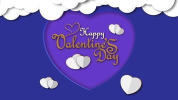 Happy Valentine's Day greeting card on purple background. 4k motion graphics videos