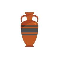 Clay amphora icon flat vector. Greek pot vector