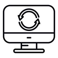 Backup pc icon outline vector. Data cloud vector