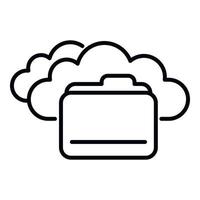 vector de contorno de icono de carpeta de archivos. nube de datos