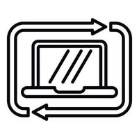 Laptop backup icon outline vector. Data cloud vector