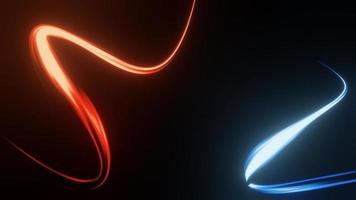 3d render of flash neon and light glowing on dark scene. Speed light moving lines. photo