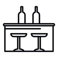 vector de contorno de icono de mostrador de bar de cócteles. mesa de café