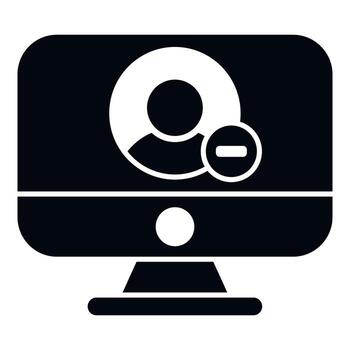 vector simple de icono de eliminación de usuario de computadora. servicio de personas