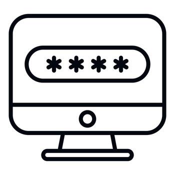 vector de contorno de icono de computadora de bloqueo. datos cifrados