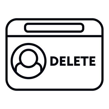 vector de contorno de icono de eliminación de usuario web. Servicio en línea