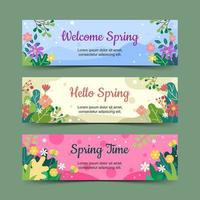 colección de banner floral de primavera vector