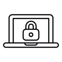 Secured laptop icon outline vector. Cipher data vector