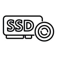 vector de contorno de icono de copia de seguridad ssd. nube de datos