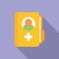 Patient medical folder icon flat vector. Record chart vector