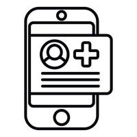 Phone patient icon outline vector. Computer record vector