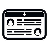 vector simple de icono de tarjeta de paciente electrónica. registro medico