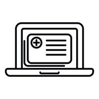 Laptop patient card icon outline vector. Record doctor vector