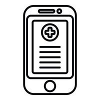 vector de contorno de icono de informe médico de smartphone. salud del paciente