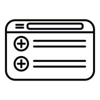 Web patient card icon outline vector. Record doctor vector