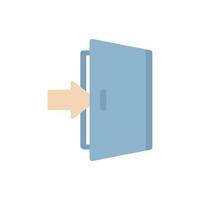 Open door icon flat vector. Computer interface vector